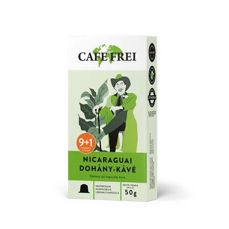 Kávékapszula, Nespresso® kompatibilis, 9+1 db, CAFE FREI "Nicaraguai dohány"