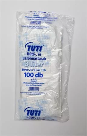Hűtő- és uzsonnástasak, 3 l, 100 db, 25 x 35 cm, 9 µ, TUTI
