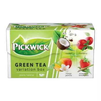   Zöld tea, 20x1,5 g, PICKWICK "Zöld tea Gyümölcsös Variációk", kókusz, vörösáfonya, eper-citromfű, mangó-jázmin