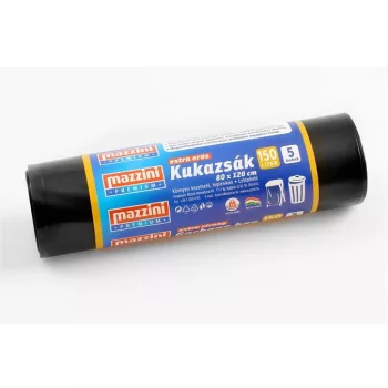   Nagykukazsák, extra erős, 150 l, 5 db, 80x120 cm, 40 µ, MAZZINI "Premium", fekete