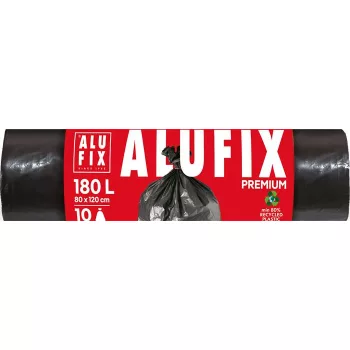 Szemeteszsák 180 l, 10 db, 80x120 cm, 45 µ, ALUFIX, fekete