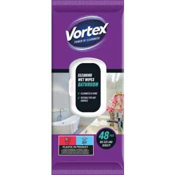 Nedves törlőkendő, fürdőszobai, 48 db, VORTEX