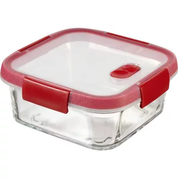   Ételtartó, szögletes, üveg, 0,7 l, CURVER "Smart Cook", piros
