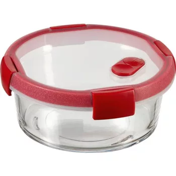   Ételtartó, kerek, üveg, 1,2 l, CURVER "Smart Cook", piros