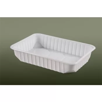   Ételtároló doboz, műanyag, szögletes, mikrózható, 500 ml, 50 db, "Varia", fehér