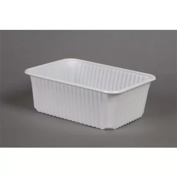   Ételtároló doboz, műanyag, szögletes, mikrózható, 1000 ml, 50 db, "Varia", fehér