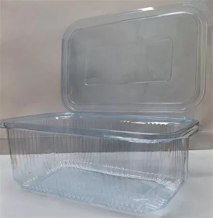 Ételtároló doboz, egybefedeles, újrahasznosított műanyag, szögletes, 1000 ml, 100 db, "Party", víztiszta