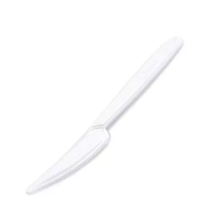 Kés, műanyag, többször használatos, 18 cm, 50 db, fehér