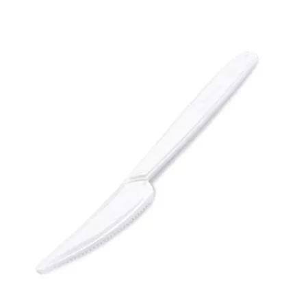 Kés, műanyag, többször használatos, 18 cm, 50 db "Premium", fehér
