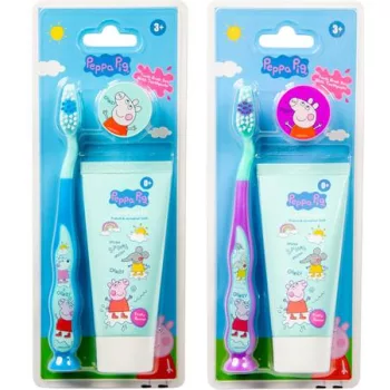   Fogkrém és fogkefe szett, gyerekeknek, 3+, "Peppa Pig", vegyes színek