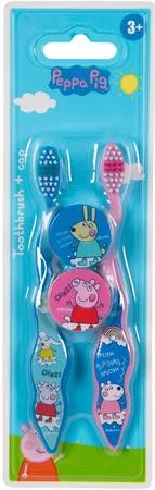 Fogkefe, gyerekeknek, puha, 2 db, kupakkal, 3+, "Peppa Pig"