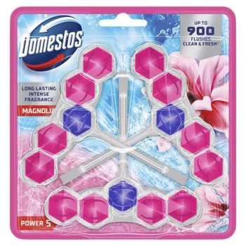  WC frissítő blokk, 3 db-os, DOMESTOS "Power 5", magnólia
