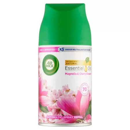 Illatosító készülék utántöltő, automata, 250 ml, AIR WICK "Freshmatic", magnólia és cseresznye