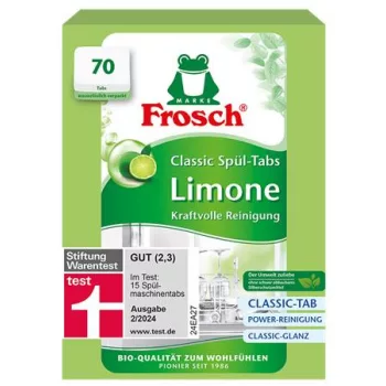 Mosogatógép tabletta, 70 db, FROSCH, zöldcitrom