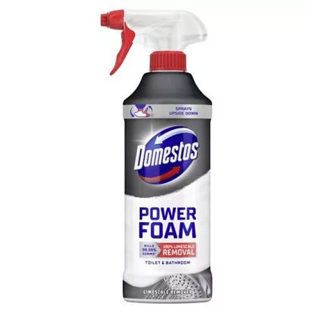 WC- és fürdőszoba tisztító hab, 435 ml, DOMESTOS "Power Foam", vízkőoldó