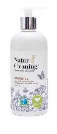 Mosogatószer koncentrátum, illat- és allergénmentes, pumpás, 500 ml, NATURCLEANING "Sensitive"
