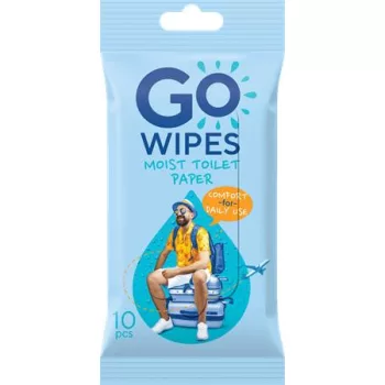 Toalettpapír, nedves, 10 db, GO WIPES "Comfort"