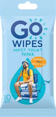 Toalettpapír, nedves, 10 db, GO WIPES "Comfort"