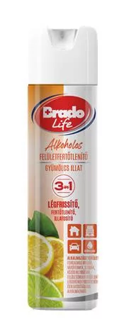 Felületfertőtlenítő és légfrissítő spray, 300 ml, BRADOLIFE, gyümölcs