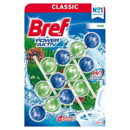 WC illatosító golyók, 3x50 g, BREF "Power Aktiv", fenyő illattal