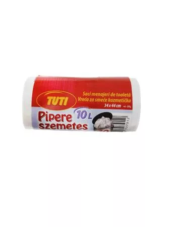 Szemeteszsák, pipere, 10 l, 40 db, 34x44 cm, 11 µ, TUTI, fehér
