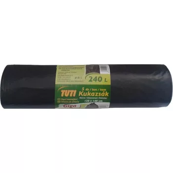  Nagykukazsák, 240 l, 5 db, 120x140 cm, 40 µ, TUTI "Giga", fekete