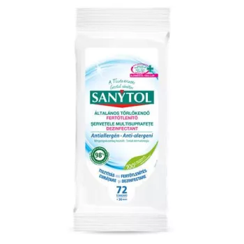   Fertőtlenítő törlőkendő, 36 db maxi/72 db standard, SANYTOL, antiallergén