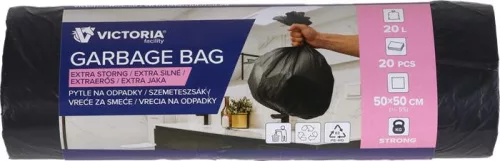 Szemeteszsák, extra erős, 20 l, 20 db, 50x50 cm, VICTORIA FACILITY