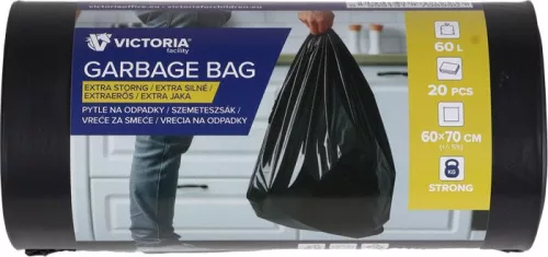 Szemeteszsák, extra erős, 60 l, 20 db, 60x70 cm, VICTORIA FACILITY