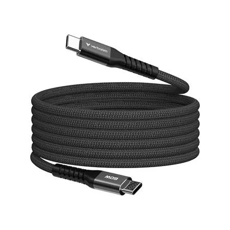 USB kábel, USB-C - USB-C, 1,2 m, 60W, mágneses, VERBATIM, fekete