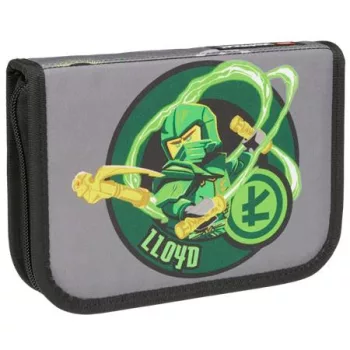   Tolltartó, klapnis, cipzáras, töltött, LEGO "Ninjago Elemental Master of Energy", szürke-mintás