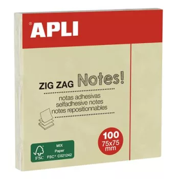   Öntapadó jegyzettömb, "Z", 75x75 mm, 100 lap, APLI "Classic", sárga