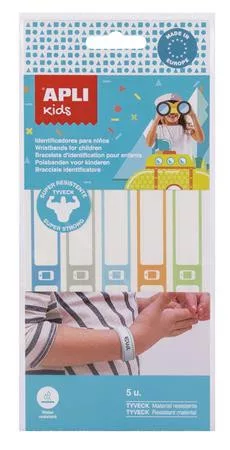 Azonosító karszalag, kézzel írható, tyvek, 5 db, APLI Kids