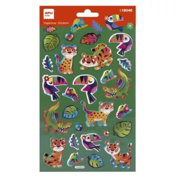   Matrica, fémes hatású, APLI Kids "Stickers", dzsungel