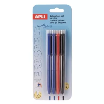   Zseléstoll, 0,5 mm, nyomógombos, radírozható, APLI "Erasable", vegyes színek