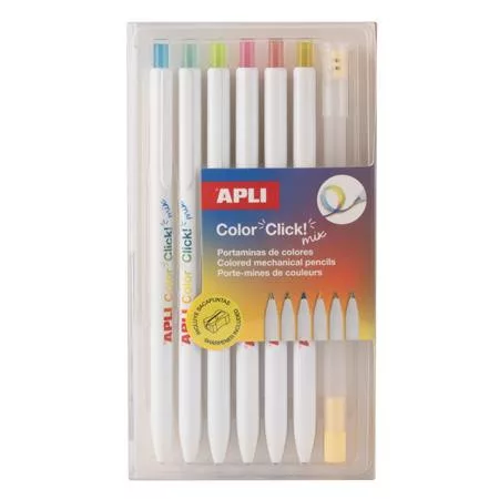 Színes töltőceruza készlet, többszínű írásvonal, APLI "Color Click Mix"