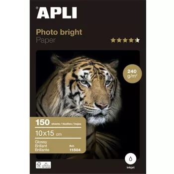   Fotópapír, tintasugaras, 10x15 cm, 240 g, fényes, APLI "Photo Bright"