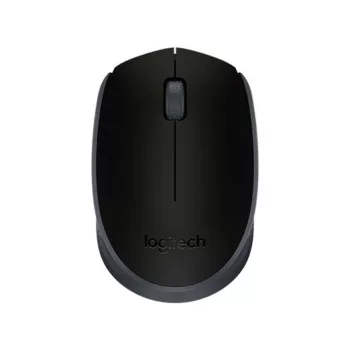   Egér, vezeték nélküli, optikai, közepes méret, USB, LOGITECH "M171", fekete