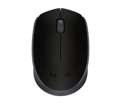Egér, vezeték nélküli, optikai, közepes méret, USB, LOGITECH "M171", fekete
