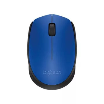   Egér, vezeték nélküli, optikai, közepes méret, USB, LOGITECH "M171", kék