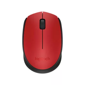   Egér, vezeték nélküli, optikai, közepes méret, USB, LOGITECH "M171", piros