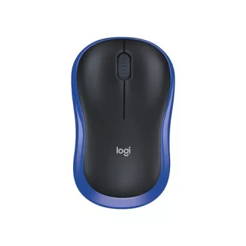   Egér, vezeték nélküli, optikai, közepes méret, USB, LOGITECH "M185", kék