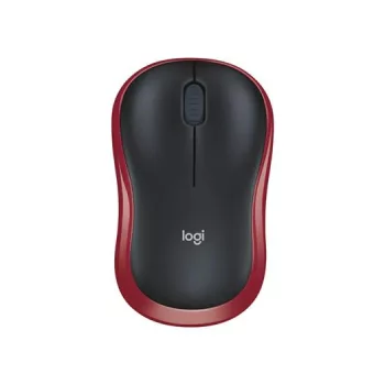   Egér, vezeték nélküli, optikai, közepes méret, USB, LOGITECH "M185", piros