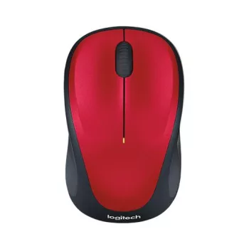   Egér, vezeték nélküli, optikai, közepes méret, USB, LOGITECH "M235", piros