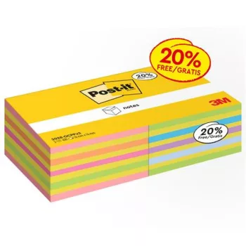   Öntapadó jegyzettömb, 76x76 mm, 2x450 lap, 3M POSTIT,  vegyes színek