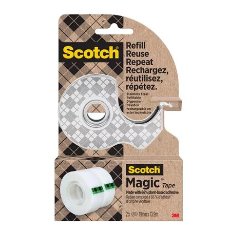Ragasztószalag fém adagolón, 2 szalaggal, 19 mm x 13,9 m, 3M SCOTCH "Magic™", átlátszó