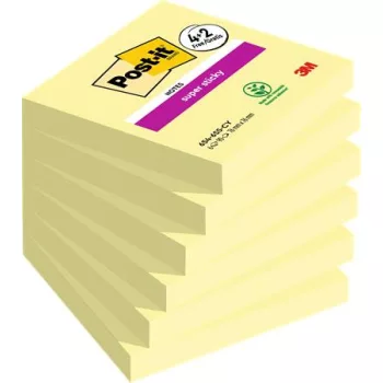   Öntapadó jegyzettömb, 76x76 mm, 6x90 lap, 3M POSTIT "Super Sticky", kanári sárga