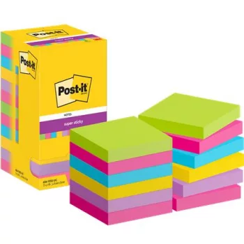   Öntapadó jegyzettömb, 76x76 mm, 12x90 lap, 3M POSTIT "Super Sticky", vegyes