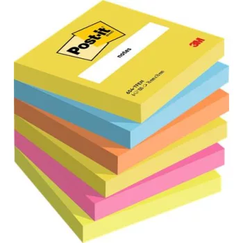   Öntapadó jegyzettömb, 76x76 mm, 6x100 lap, 3M POSTIT "Energetic", vegyes színek