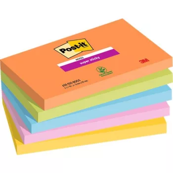   Öntapadó jegyzettömb, 76x127 mm, 5x90 lap, 3M POSTIT "Super Sticky Boots", vegyes színek
